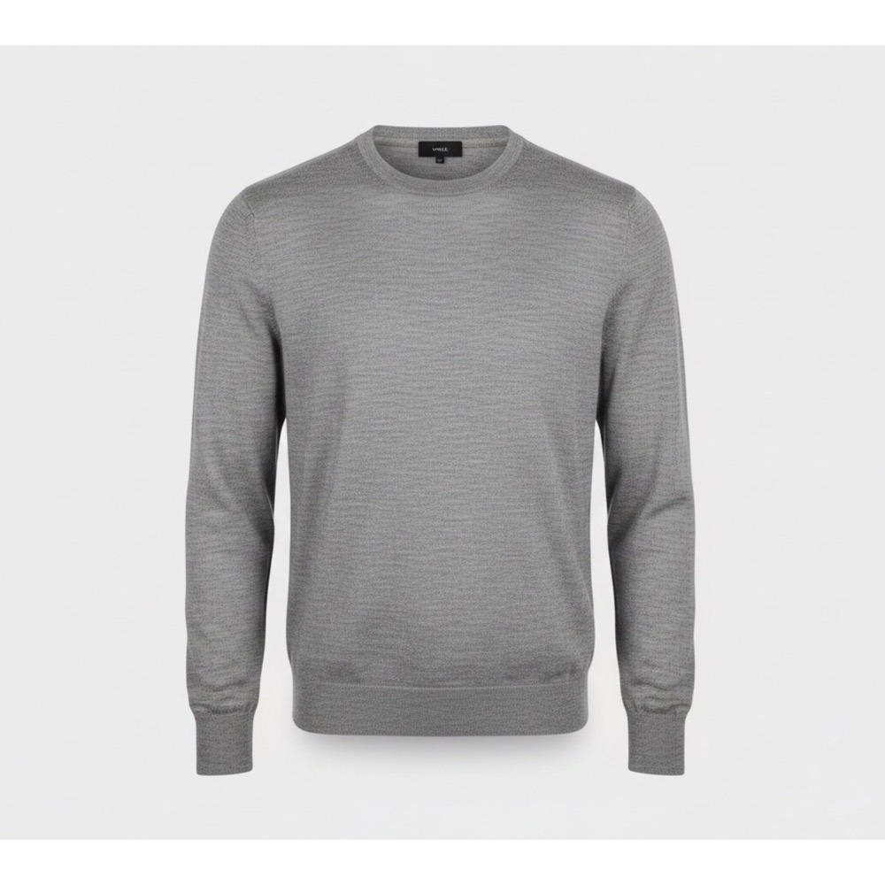 Vince Mens Extra Fine Merino Wool Crewneck Sweater Heather Grey XXL